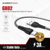 GADGET MAX GX02 TYPE-C 3A CHARGING DATA CABLE FOR TYPE-C (3A)(1M) - BLACK RED