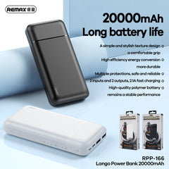 REMAX RPP-166 20000MAH LANGO SERIES POWER BANK (2.1A)