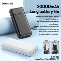 REMAX RPP-166 20000MAH LANGO SERIES POWER BANK (2.1A)