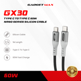 GADGET MAX - GX30 C-C Nano Series Type-C To Type-C PD Fast Charging Data Cable ( 60W ) - White