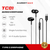 GADGET MAX - TC01 Type-C Wired Earphone - Black