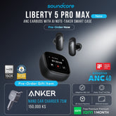 SOUNDCORE - Liberty 5 Pro Max ANC Noise Cancelling Earbuds With AI Note Taker - Black