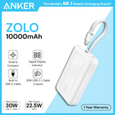ANKER - ZOLO 10000mAh Built-In USB-C Cable Power Bank ( 30W ) - White
