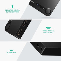 UGREEN HDMI 3PORT 3*1 SWITCH (VD,PS3,XBOX360) (3HDMI INPUT,1HDMI OUTPUT)