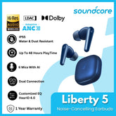 ANKER - SOUNDCORE Liberty 5 Noise-Cancelling Bluetooth Earbuds - Blue