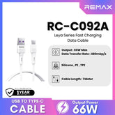 REMAX - RC-C092A Leya Series USB to Type-C Fast Charging Data Cables (66W) - White