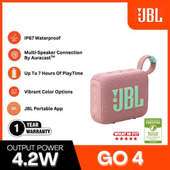 JBL - Go 4 Portable Speaker (4.2W) - Pink