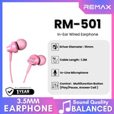 REMAX - RM-501 3.5mm Wired Earphone - Pink