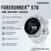 GARMIN - Forerunner® 570 Smart Watch (42mm ) - Whitestone | Cloud Blue