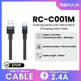 REMAX - RC-C001M Flushing Series 2.4A USB to Micro Charging Data Cable - Black