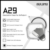Aulumu - A29 Geometric Case For AirPods 4 - White