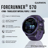 GARMIN - Forerunner® 570 Smart Watch (47mm ) - Translucent Imperial Purple | Indigo