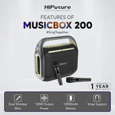 HiFuture - Music Box 200 Bluetooth Wireless Speaker ( 100W ) - Black