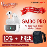 GADGET MAX GM30 Pro Smart Touch Display Bluetooth Wireless Earbuds - White