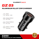 GADGET MAX - GZ03 12W Aluminiun Alloy Car Charger - Black