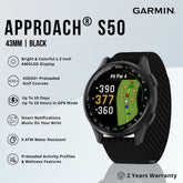 GARMIN - Approach® S50 Smart Watch (43mm) - Black