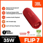 JBL - FLIP 7 Portable Bluetooth Speaker - Red