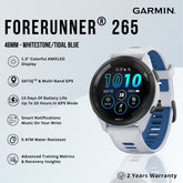 GARMIN - Forerunner® 265 Smart Watch ( 46mm ) | Whitestone/Tidal Blue