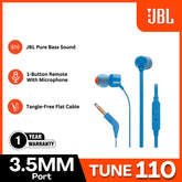 JBL - TUNE 110 3.5mm Wired Earphone - Blue