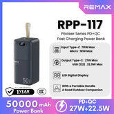 REMAX RPP-117 Piloteer Series 50000mAh PD+QC Fast Charging Power Bank(PD 27W+QC 22.5W) - Grey