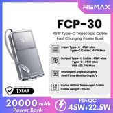REMAX - FCP-30 20000mAh Type-C Scalable Cable Fast Charging Cable Power Bank ( PD45W ) - Tarnish