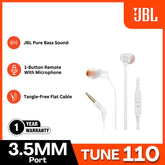 JBL - TUNE 110 3.5mm Wired Earphone - White