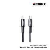 REMAX RC-C100 C-C Fonsu Series 30W Type-C to Type-C Fast Charging Data Cable - Black