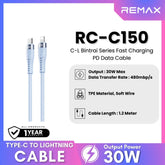 REMAX - RC-C150 C-L Bintrai Series Type-C to Lightning Fast Charging Data Cable ( 30W ) - Blue