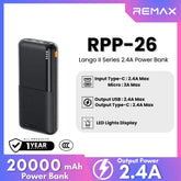 REMAX RPP-26 Lango 2 Series 20000mAh Fast Charging Power Bank(2.4A) - Black