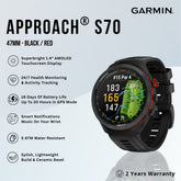 GARMIN - Approach® S70 Smart Watch ( 47mm ) | Black/Red