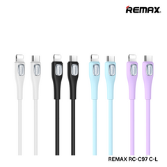 REMAX RC-C097 C-L Crystal Series 3A Liquid Silicone Fast Charging Data Cable Type-C to Lightning(1M)(30W) - Purple