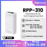 REMAX RPP-310 Dinba Series 40000mAh PD+QC Fast Charging Power Bank(PD 65W+QC 22.5W) - White