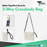 2-Way Water Repellent Sacoche Crossbody Bag - Beige