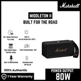 Marshall - Middleton 2 Portable Speaker - Black & Brass