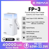 REMAX - FP-3 40000mAh Fluorite Series 65W Fast Charging Colorful LED Power Bank ( PD65W+QC22.5W ) - White