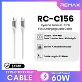 REMAX - RC-C156 C-C Kyecha Series Type-C to Type-C Fast Charging Data Cable (60W) - White
