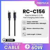 REMAX - RC-C156 C-C Kyecha Series Type-C to Type-C Fast Charging Data Cable (60W) - Black