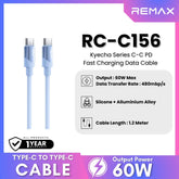 REMAX - RC-C156 C-C Kyecha Series Type-C to Type-C Fast Charging Data Cable (60W) - Blue