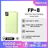 REMAX - FP-8 10000mAh Ultra Thin Fast Charging Power Bank (PD20W+QC22.5W) - Green