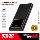 GADGET MAX RAY PD Series 10000mAh PD+QC Fast Charging Power Bank(PD 20W+QC 22.5W) - Black
