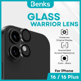 BENKS - GlassWarrior Lens Protector - IPhone 16 / 16 Plus (Black)