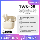 REMAX - TWS-25 True Wireless Stereo Music Talking WIreless Earbuds - Beige