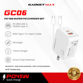 GADGET MAX - GC06 45W Super PD Charger Set With C-C 60W Cable - White