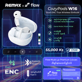REMAX Cozybuds W16 5.3 Lanmoon Series Dual ENC Earbuds For Music & Call