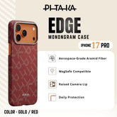 PITAKA - Monogram ( Edge ) Case For iPhone 17 Pro - Gold / Red
