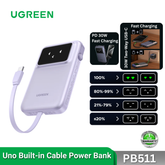 UGREEN - Uno 10000mAh 30W 1C1A Power Bank With 1*30W Built-in Cable - Purple