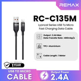 REMAX - RC-C135M Lyoncal Series USB to Micro Fast Charging Data Cable ( 2.4A ) - Black