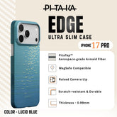 PITAKA - Glint Of Gold Ultra Slim ( Edge ) Case For iPhone 17 Pro - Lucid Blue