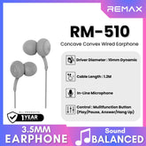 REMAX - RM-510 Concave Convex 3.5mm Wired Earphone - Grey