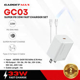 GADGET MAX - GC03 Super PD 33W Fast Charger Set - White